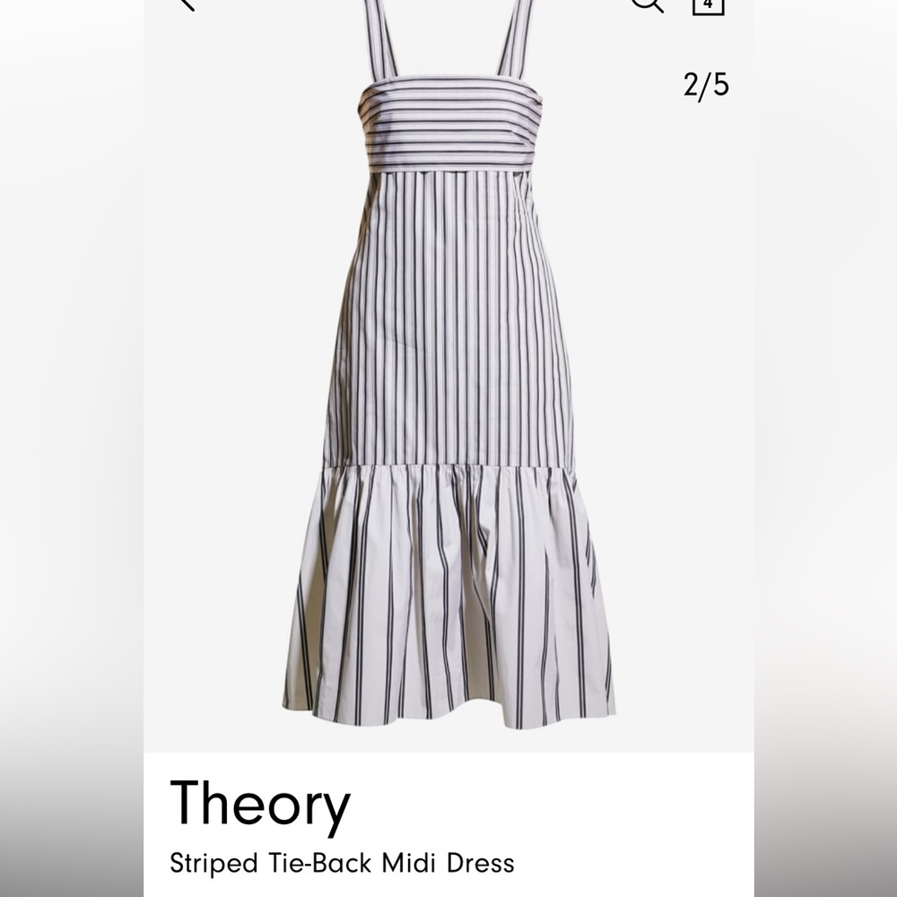 Theory Striped tie-back midi dress